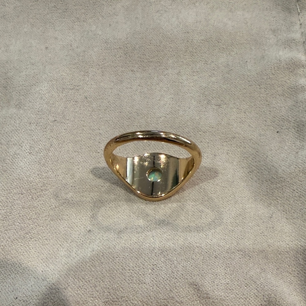 Elizabeth Stone Chroma Rainbow Signet Ring enamel and opal size 7 - Picture 4 of 6